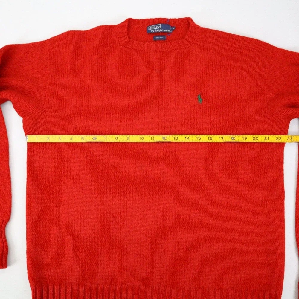 Vintage Polo Ralph Lauren Sweater Mens L‎ Wool Red Pullover Hong Kong Green Pony